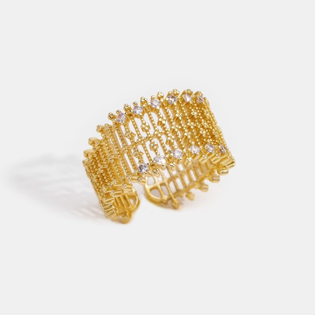 Bague Sabrina Gold Crystal Mesh