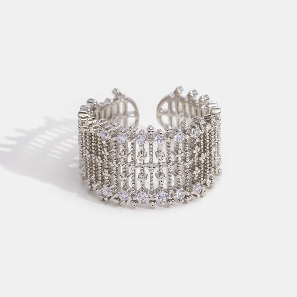 Sabrina Silver Crystal Mesh Ring