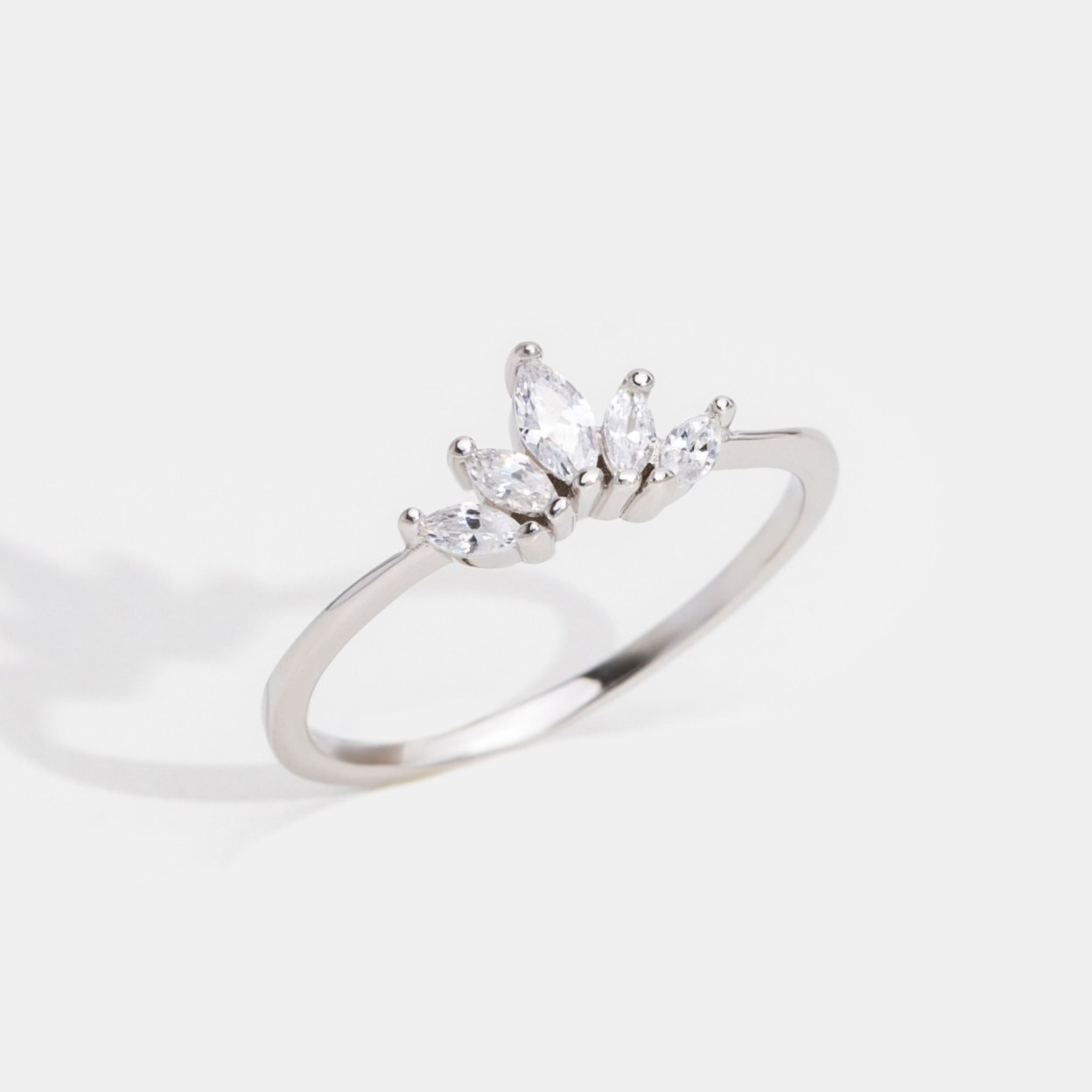 Silver Athena Crystal Crown Ring