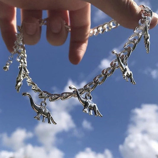 Silver Brontosaurus Necklace