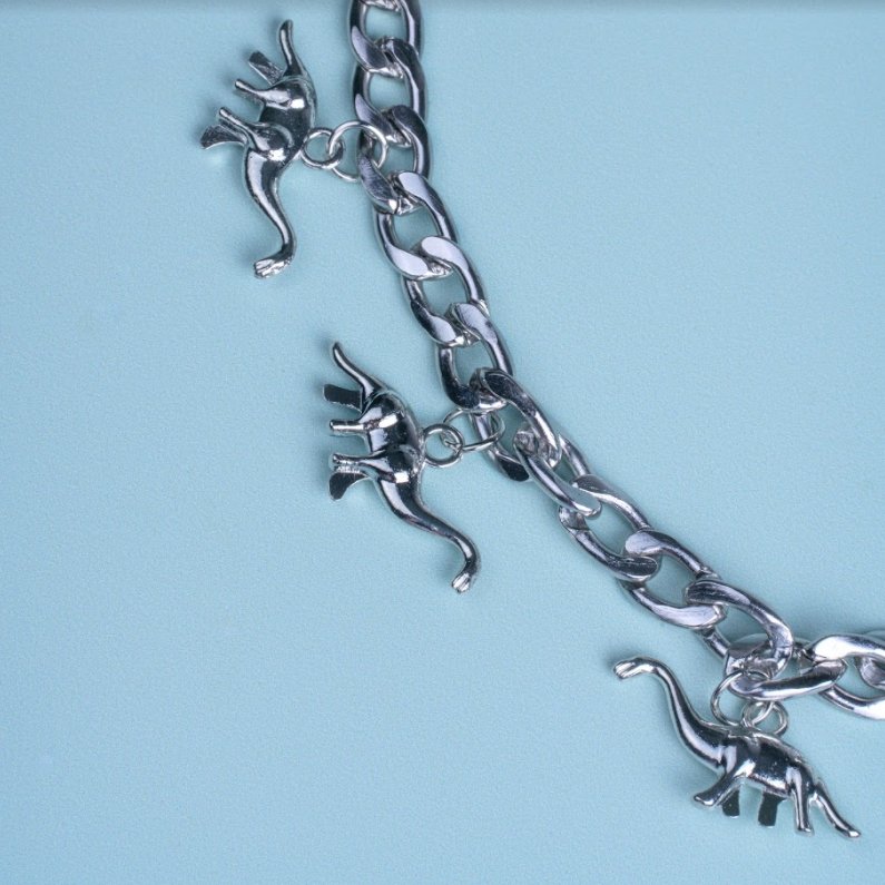 Silver Brontosaurus Necklace