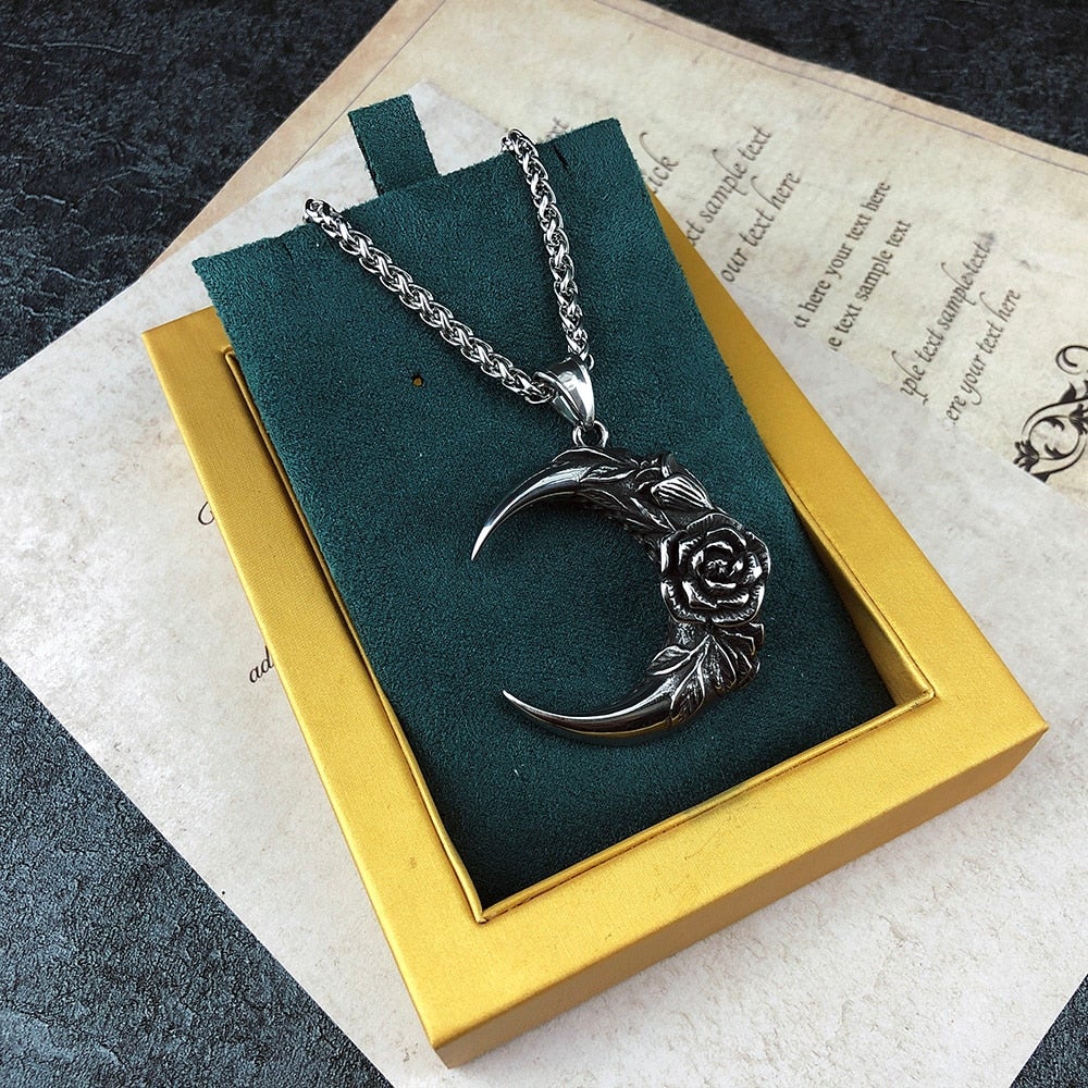 Silver Flower Moon Necklace