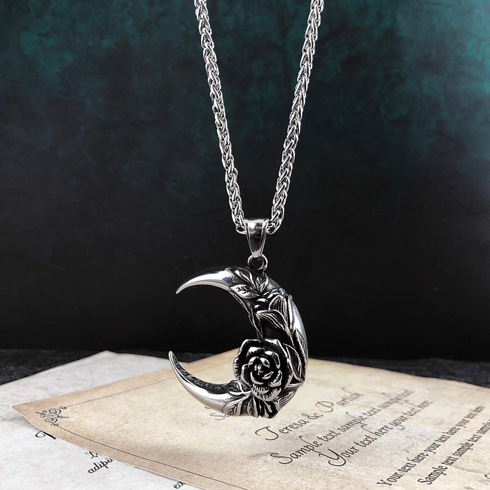 Silver Flower Moon Necklace