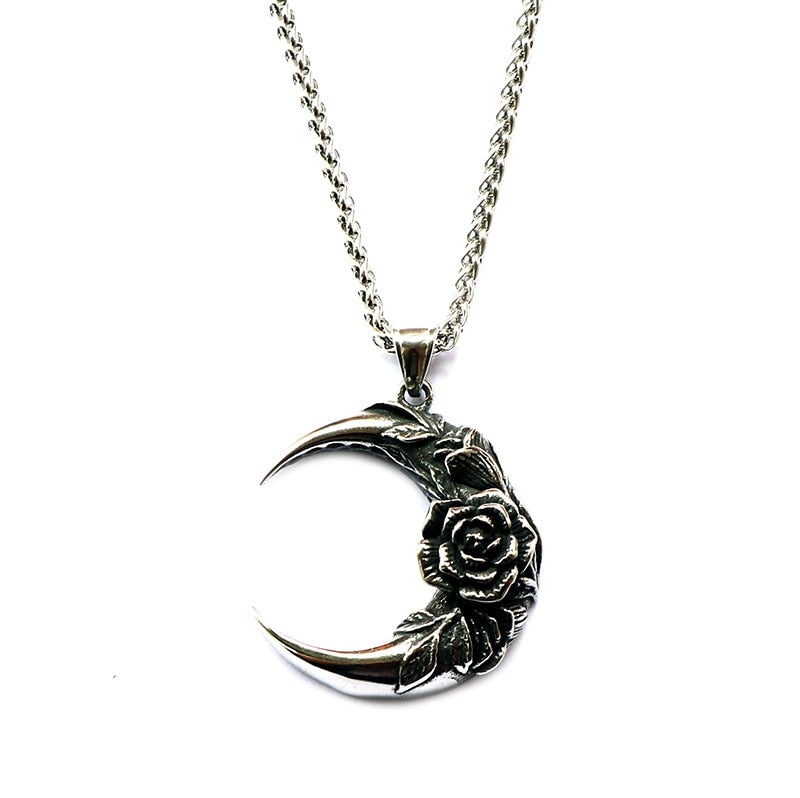 Silver Flower Moon Necklace