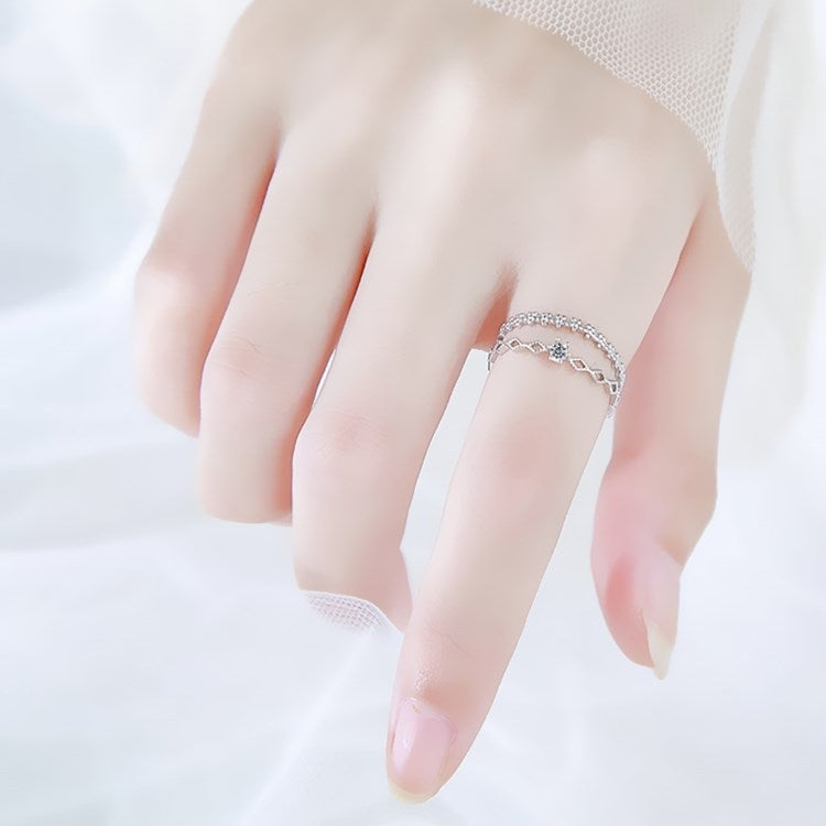 Silver Layered Flower Ring