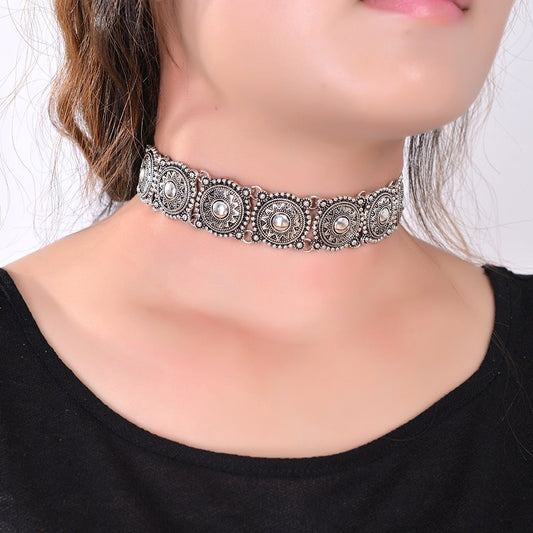 Silver Pendant Choker Necklace