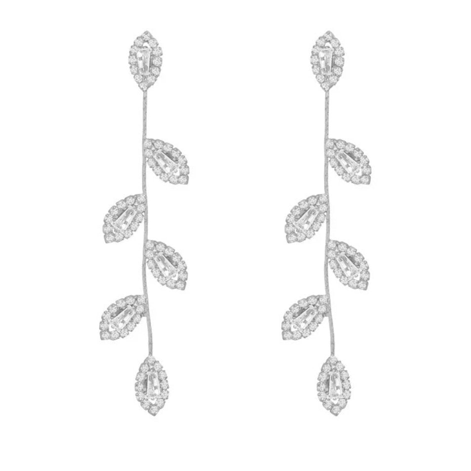 Silver Plated Crystal Vine Earrings