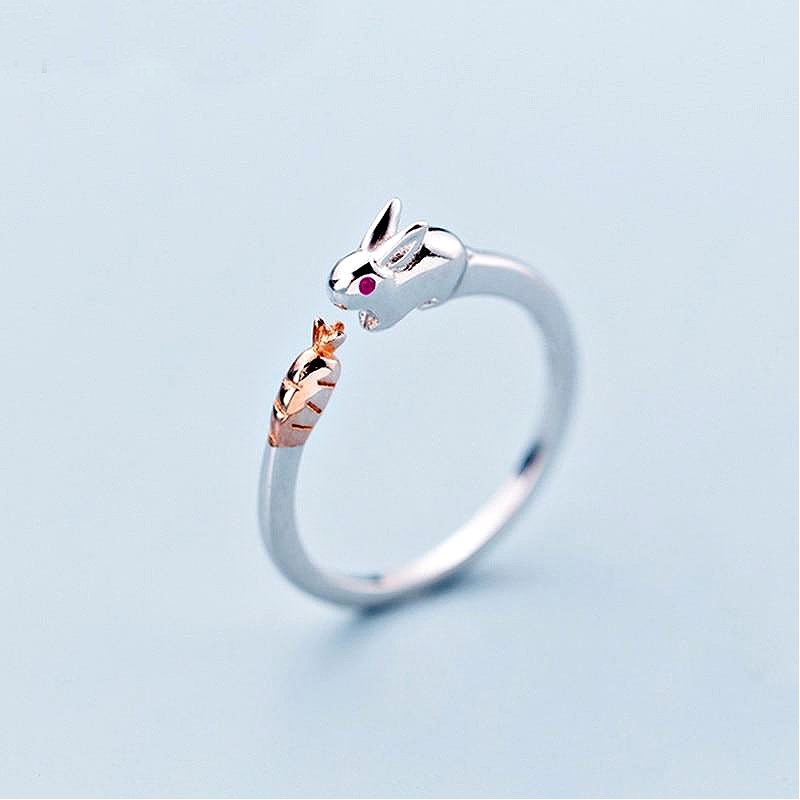 Bague Argent Lapin &amp; Carotte