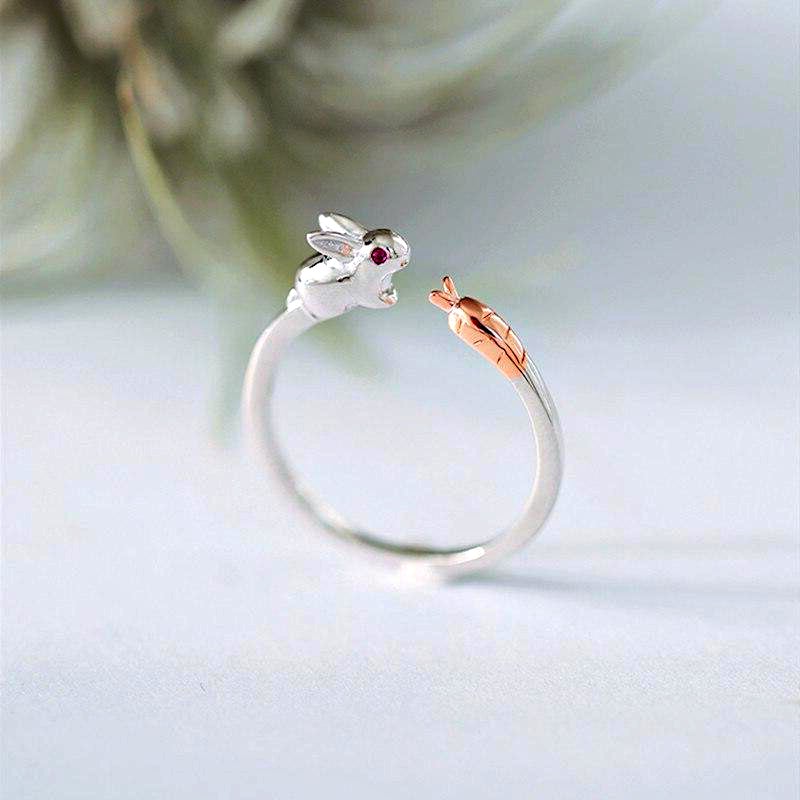 Bague Argent Lapin &amp; Carotte