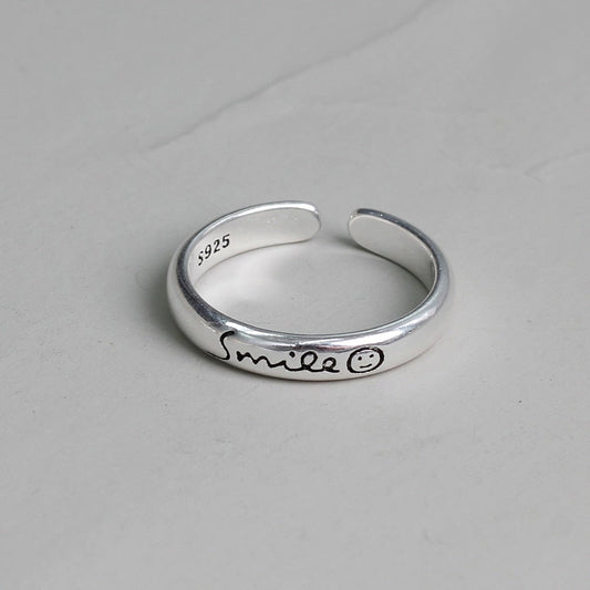 Bague sourire en argent sterling 925