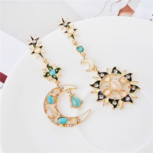 Star Sun & Moon Crystal Earrings