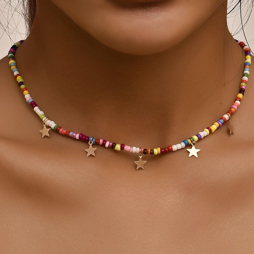 Starry-Eyed Beaded Necklace