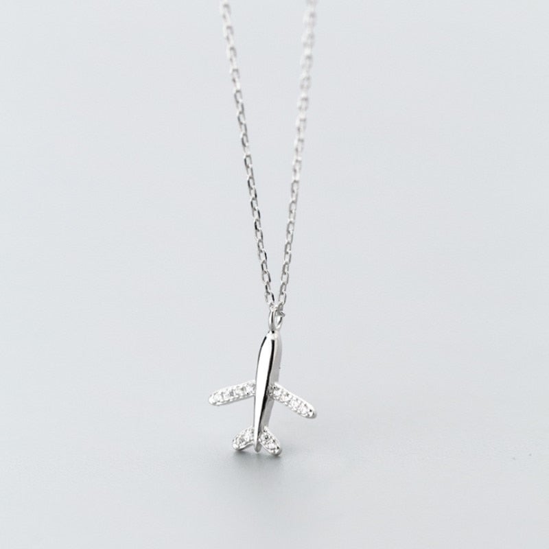 Sterling Silver Airplane Pendant Necklace