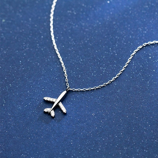 Sterling Silver Airplane Pendant Necklace