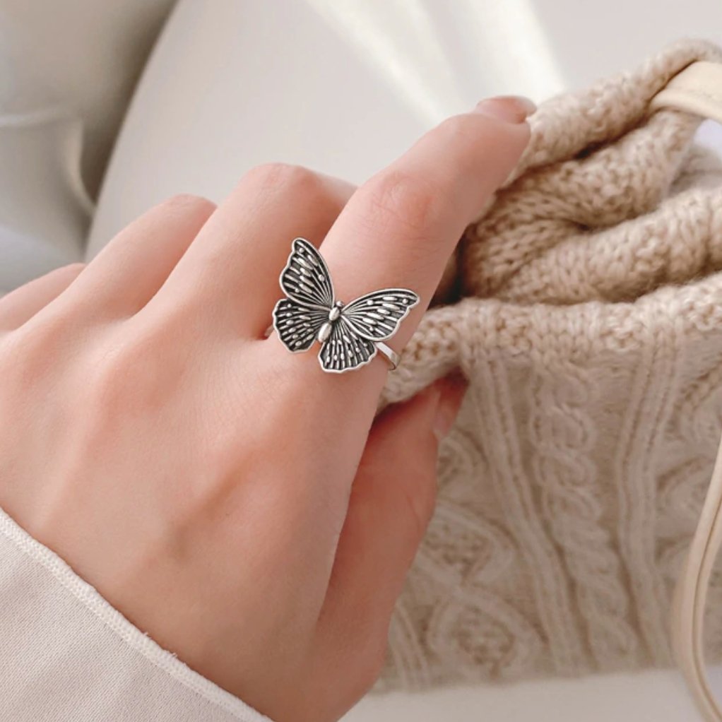 Bague papillon en argent sterling