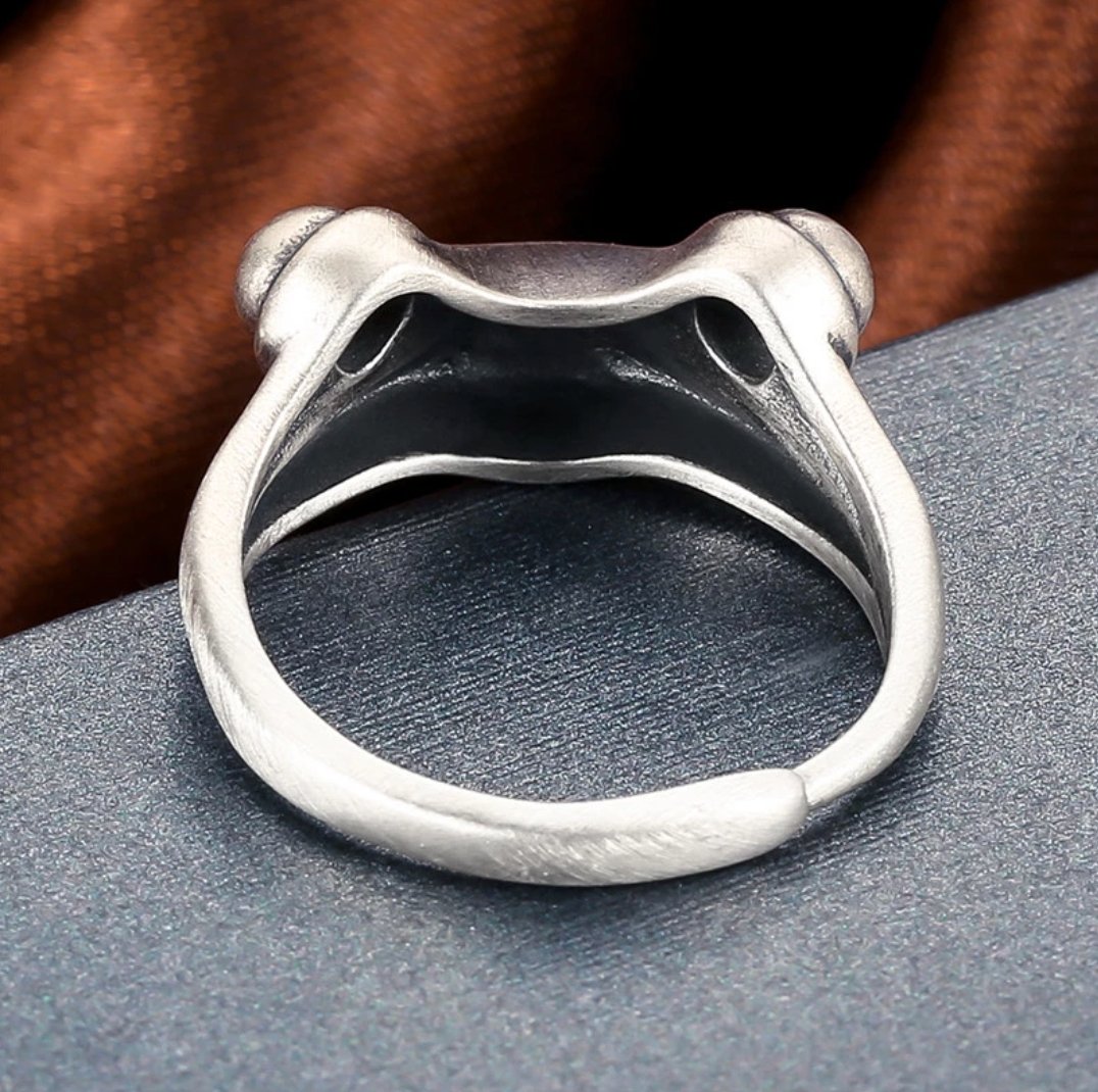 Bague grenouille grincheuse en argent sterling