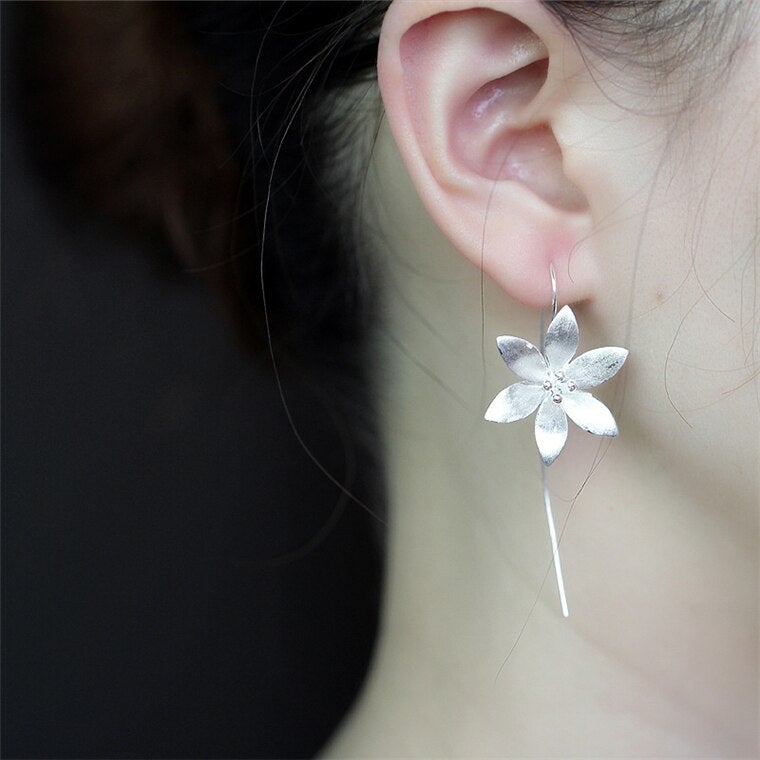 Sterling Silver Lotus Flower Earrings