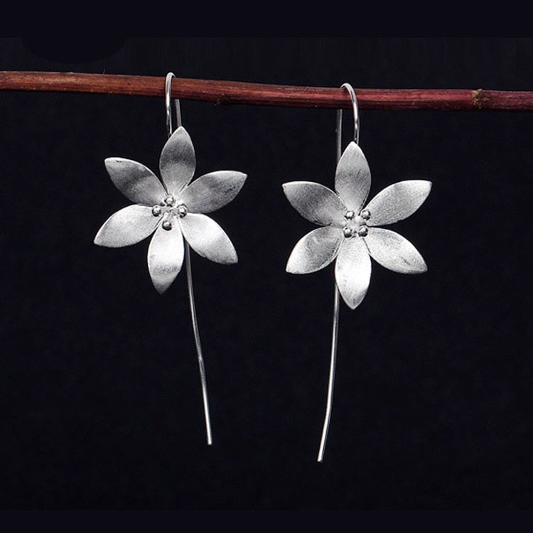 Boucles d'oreilles fleur de lotus en argent sterling