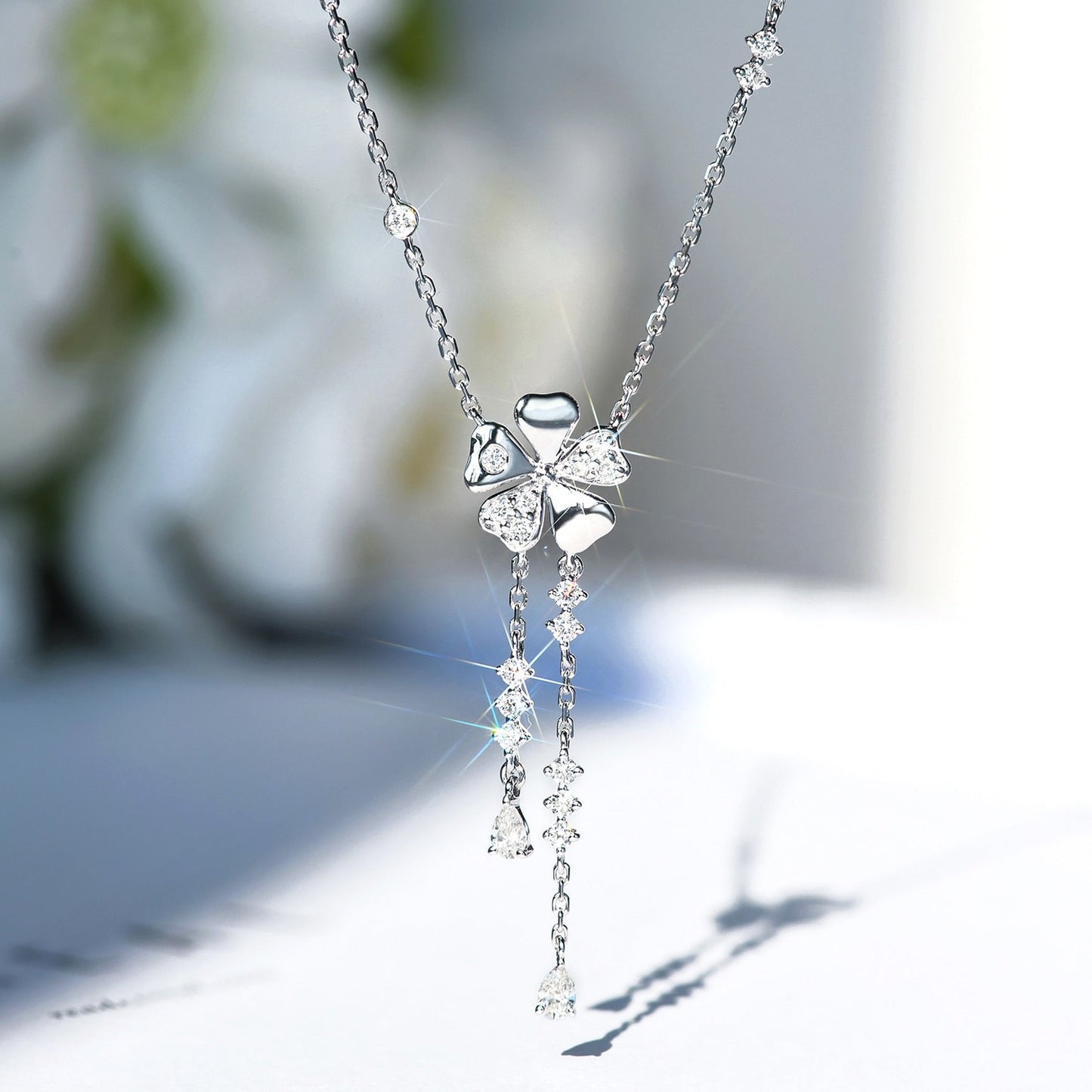 Sterling Silver Petal Tassel Necklace