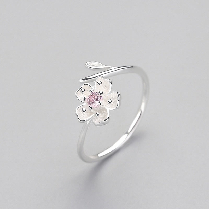 Bague fleur de prunier en argent sterling