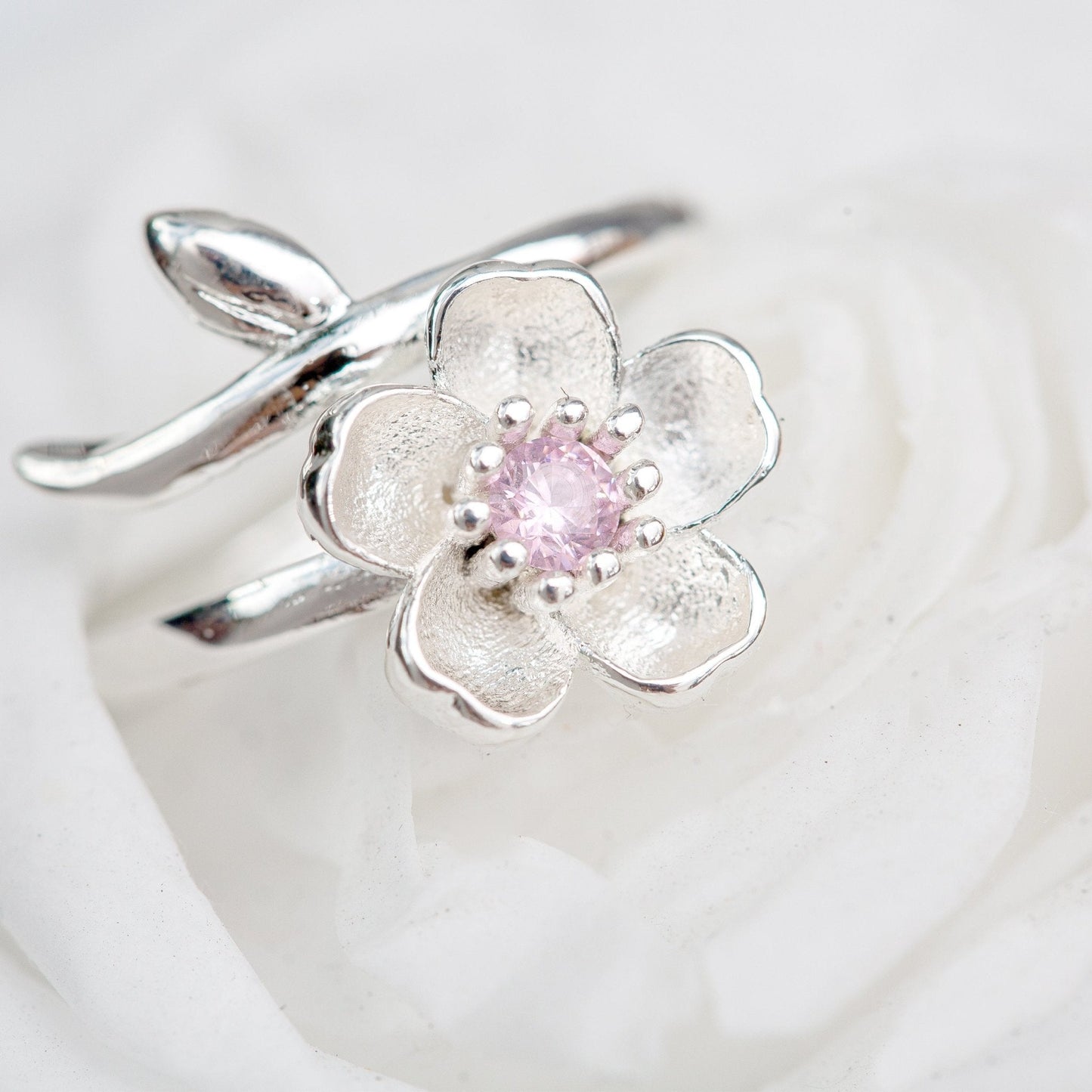 Bague fleur de prunier en argent sterling