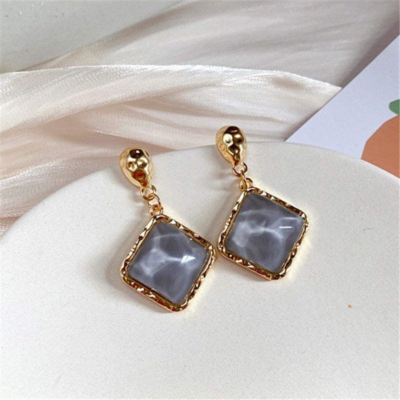 Stone Crystal Drop Earrings