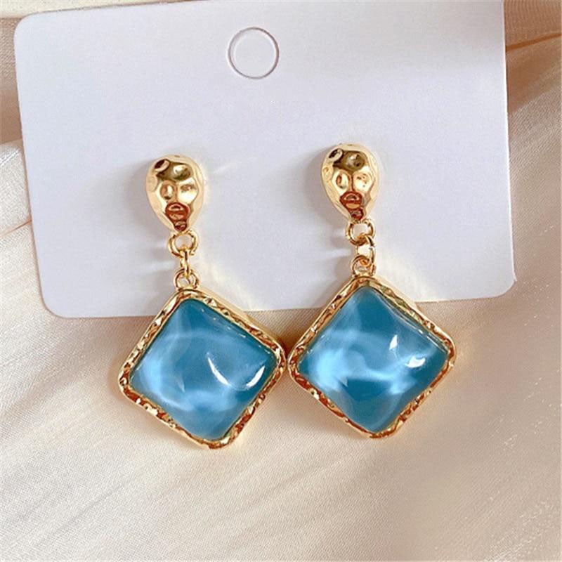 Stone Crystal Drop Earrings