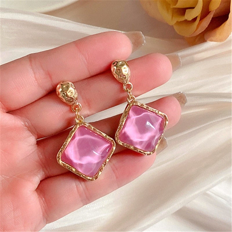 Stone Crystal Drop Earrings