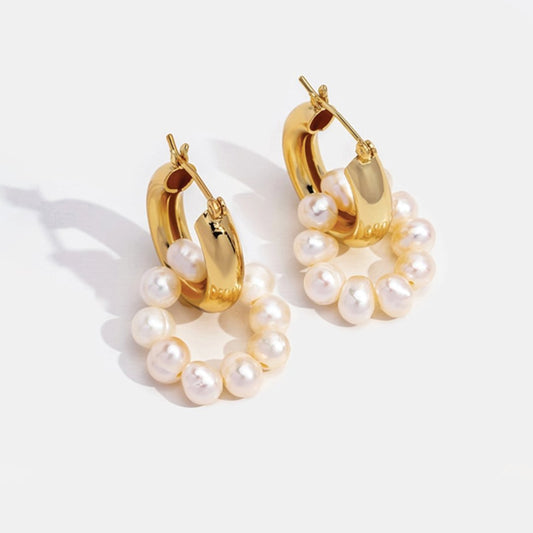 Teresa Pearl Hoop Earrings