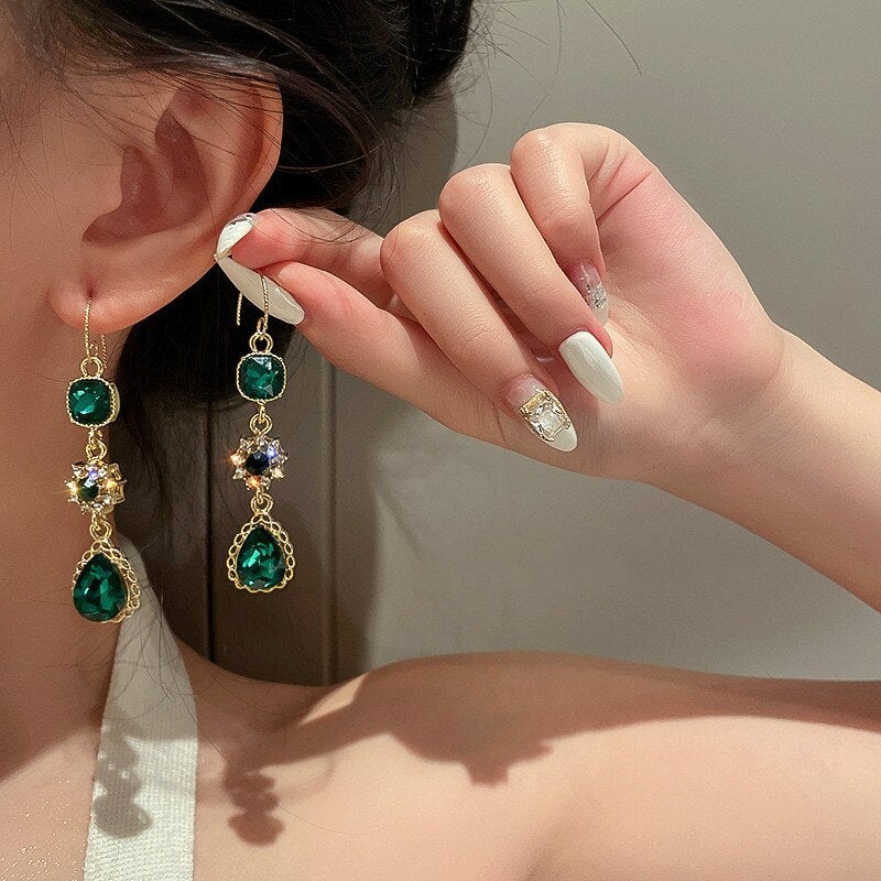 Valentina Emerald Crystal Earrings