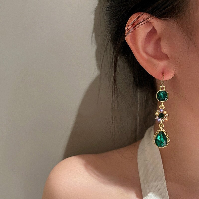 Valentina Emerald Crystal Earrings