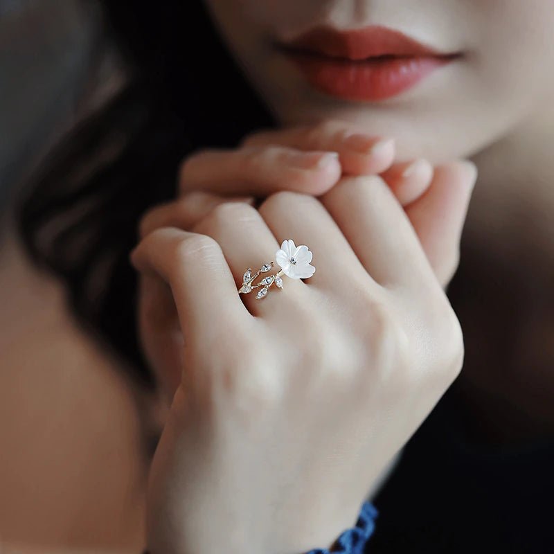 White Blossom Flower Ring