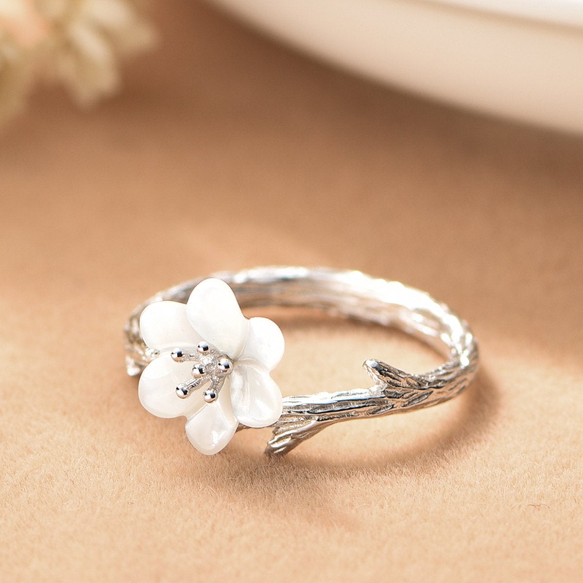 White Cherry Blossom Ring