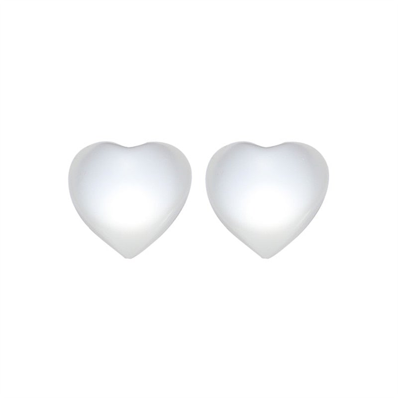 White Opal Heart Earrings