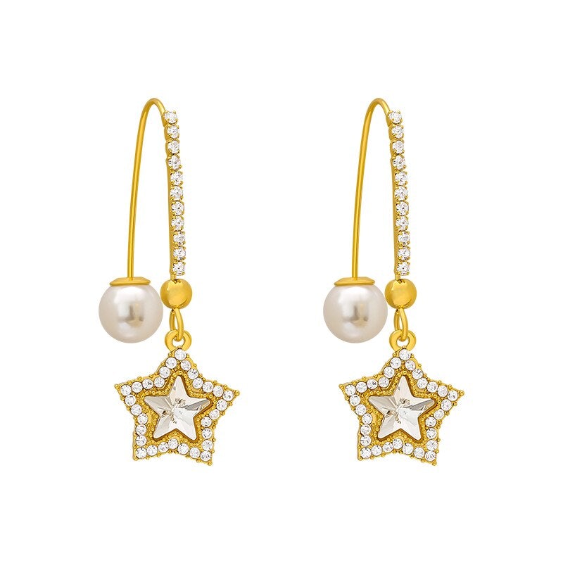 Wishing Star Pearl Earrings