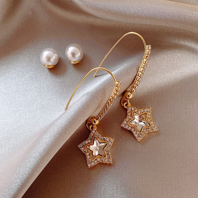 Wishing Star Pearl Earrings