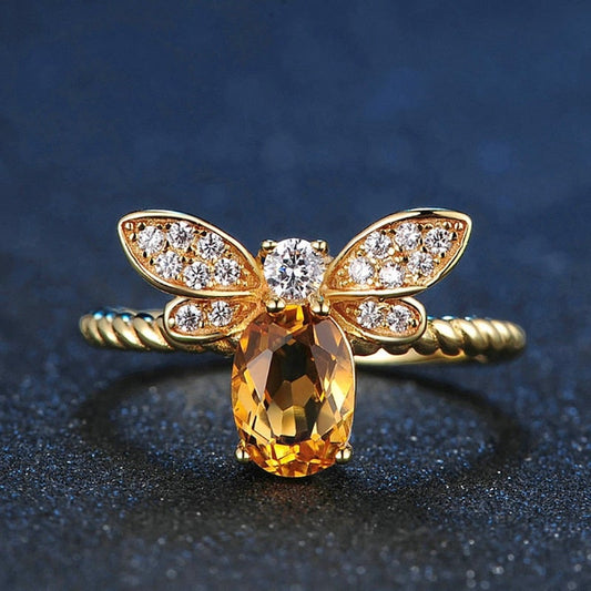 Bague Abeille Cristal Jaune