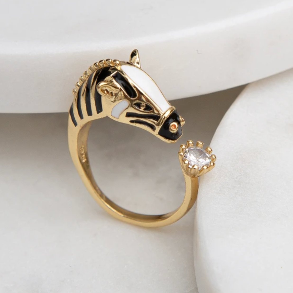 Zebra Crystal Ring