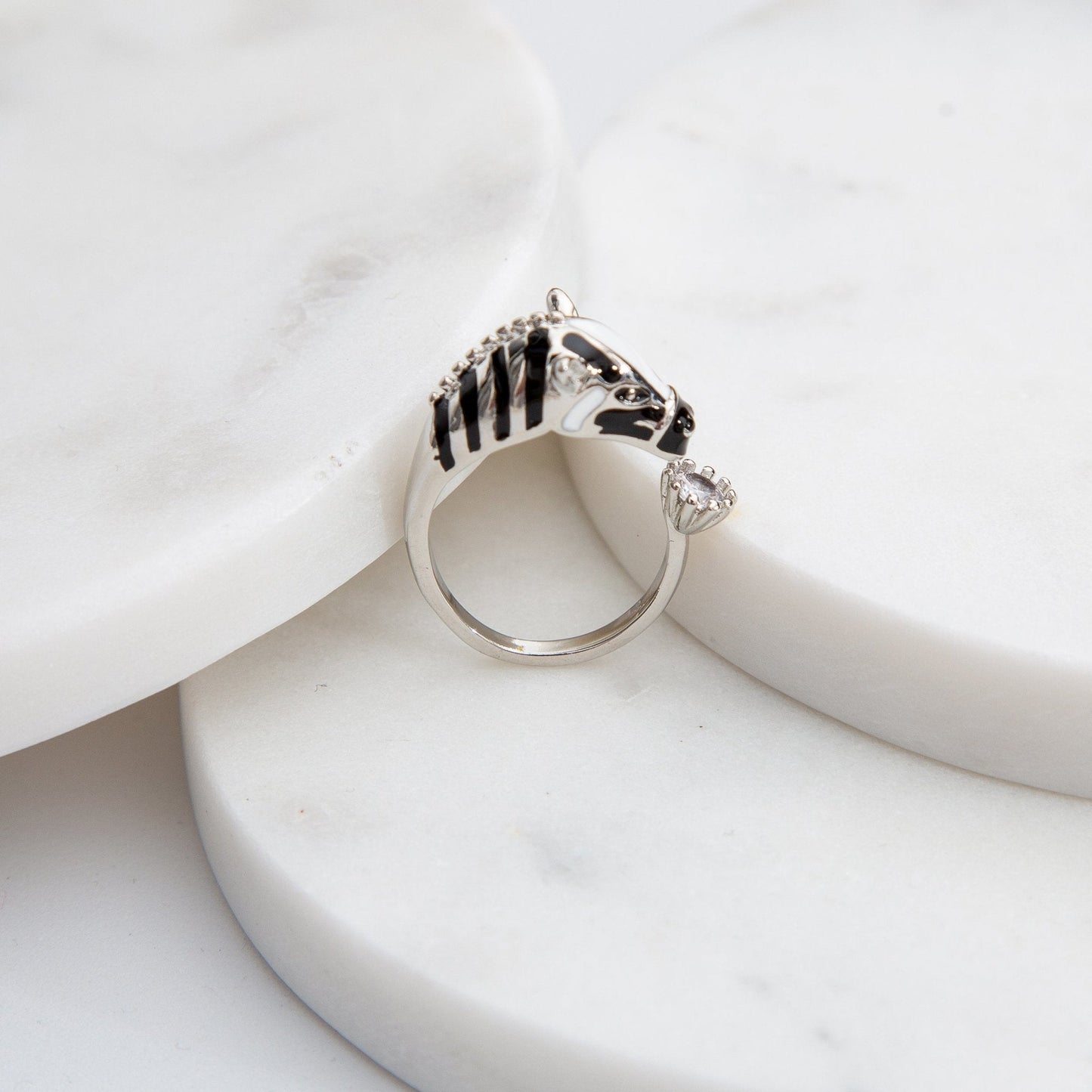 Zebra Crystal Ring